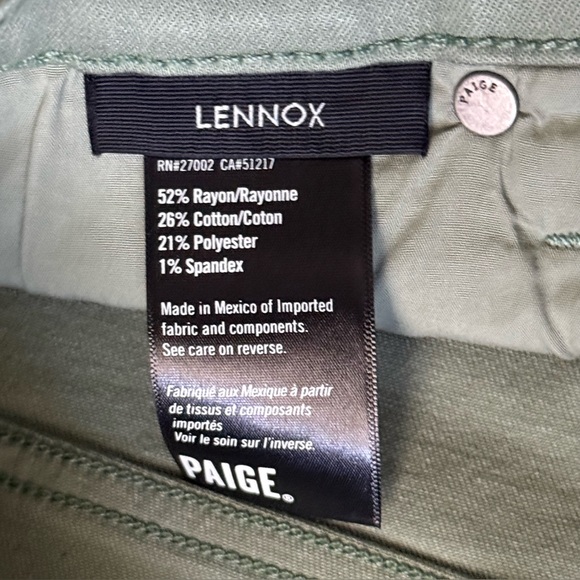 PAIGE Men's Size 28 Quiet Sea Green Transcend Lennox Slim Leg Jean - Picture 6 of 10